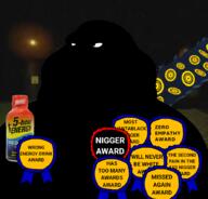 10_hour_burst_man award awards black_eyes black_skin dark energy_drink fat item_asylum nigger night obese park roblox shitskin sword vantablack variant:meximutt // 888x849 // 303.3KB