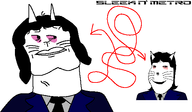 animal arrow art bloodshot_eyes cat cat_ear clothes drawing hair lips meta:namefags moistpepper_(user) pooner sleek_n_tears subvariant:massmeowjak suit suit_and_tie variant:gapejak whisker // 566x330 // 10.9KB