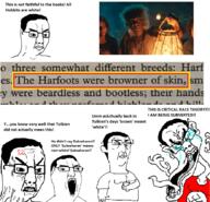 5soyjaks anger_mark angry bloodshot_eyes closed_mouth clothes crying ear frown glasses holding_object lord_of_the_rings nazism open_mouth soyjak swastika text variant:chudjak vein wordswordswords // 882x848 // 577.4KB