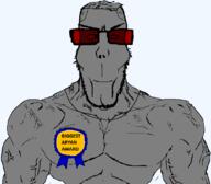 9a0c admin artist:crimsonvoidhydra1488 award beard closed_mouth euromutt glasses grey_skin meta:leaky meta:namefags subvariant:euroaryan subvariant:euromutt tinted_glasses trend:aryan variant:markiplier_soyjak // 1059x929 // 89.8KB