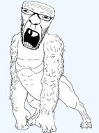 ape arm_hair glasses gorilla open_mouth stubble transparent_background variant:casnatus // 1000x1350 // 85.0KB