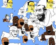 angry asian black_skin brown_skin europe glasses happy_merchant judaism knight map multiple_soyjaks scared soyjak stubble subvariant:soyak_(concerned) variant:chudjak variant:cobson variant:feraljak variant:soyak // 1229x983 // 701.2KB