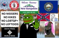 angry beard black_skin bloodshot_eyes brown_skin calvin calvin_and_hobbes celtic_cross clothes constitution_party crying flag flag:confederate_gadsden flag:confederate_states_of_america flag:israel flag:new_hampshire flag:united_states flag:white_pride frog gadsden_flag green_skin gun gun_owners_of_america hat irl_background jewish_nose judaism kippah lake new_hampshire open_mouth pink_hair piss smug tranny tuxedo united_states variant:soyak white_power // 1517x983 // 1.3MB