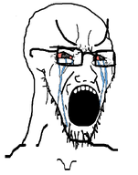 1soyjaks angry bald beard bloodshot_eyes crying glasses meta:not_a_duplicate mouth_open open_mouth reworked seething stretched_mouth stubble teeth variant:soyak white_background // 785x1000 // 13.2KB