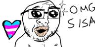 glasses heart mustache oekaki oh_my_god_she_is_so_attractive open_mouth soyjak stubble text tranny variant:unknown // 500x250 // 28.6KB