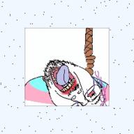 animated bloodshot_eyes crying flag glasses hanging mustache open_mouth purple_hair rope soyjak spinning stubble suicide tongue tranny variant:bernd // 217x217 // 269.9KB