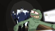 3soyjaks angry art bbc bloodshot_eyes closed_mouth coaltent_cop dark frog glasses gun hair open_mouth pepe police police_hat police_uniform scared soyjak stubble variant:angry_soyjak variant:dubbbzjak variant:shotjak yellow_teeth // 1920x1080 // 139.1KB