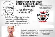 2soyjaks angry chromatic_aberration closed_mouth comment fuck glasses idiot irl meme meta normie okbuddyretard open_mouth reddit reddit_moment smile smug soyjak starter_pack stubble text toxic variant:snoojak variant:soyak wordswordswords // 960x645 // 93.8KB