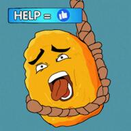 Gegagedigedagedago ack anhero facebook hanging help like_button man_face max_design_pro maxdesignpro meta:nas nugget open_mouth rope soyjak style_emulation suicide teal_background text tongue variant:bernd // 1500x1500 // 2.1MB