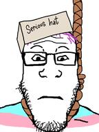 closed_mouth clothes flag hat neutral rope serious_hat soyjak subvariant:neutralplier tranny variant:markiplier_soyjak // 600x800 // 84.5KB