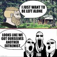 3soyjaks clothes federal_bureau_of_investigation glasses imgflip.com irl_background nordic_chad soyjak speech_bubble stretched_mouth stubble suit sunglasses text trend:glowie trend:soyjak_trio variant:gapejak variant:markiplier_soyjak variant:tony_soprano_soyjak // 1170x1178 // 242.6KB