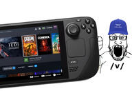 4chan arm autism cap clothes doom glasses hand hat holding_object no_man's_sky open_mouth soyjak star_wars steam_(platform) steam_deck stubble text tshirt v_(4chan) variant:markiplier_soyjak video_game // 2000x1380 // 280.8KB