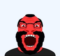 angry beard emoticon glasses rage red_skin soyjak subvariant:science_lover transparent_background variant:markiplier_soyjak // 520x490 // 38.8KB