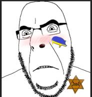 blush country flag glasses judaism pig soyjak star_of_david stubble ukraine variant:cobson // 223x233 // 23.7KB