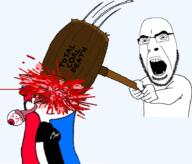 angry arm blood eyeball glasses gore hammer hand holding_hammer holding_object murder open_mouth soysuba stubble variant:cobson // 901x771 // 95.5KB