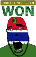 ahegao country emerald flag flag:gambia gambia gem glasses green green_eyes hair looking_up open_mouth schlog_color_event soyjak soyjak_blog stubble teeth text threat_level_green variant:cobson won // 721x1115 // 138.4KB
