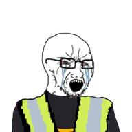 amazon amazon_associate angry clothes crying glasses jacket open_mouth soyjak stubble variant:soyak wagie // 554x554 // 62.9KB