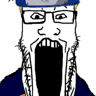 anime clothes forehead_protector glasses hair headband konohagakure_symbol naruto_(series) open_mouth soyjak stretched_mouth stubble uzumaki_naruto variant:markiplier_soyjak yellow_hair // 595x1141 // 103.2KB