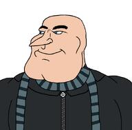 a10_eyes aryan blue_eyes bushy_eyebrows despicable_me eyes_like_the_o-o-cean gru_(despicable_me) illumination_studios jacket jewish_nose long_nose looking_to_the_left muscular_male scarf smug subvariant:mexiaryan variant:meximutt white_background zipper // 886x872 // 11.4KB