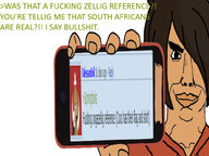 arrow black_hair holding_phone looking_at_you maya_(ongezellig) meta:namefags mouth_closed odessanbvll(namefag) ongezellig red_shirt smirk soyquote subvariant:chudjak_front text variant:chudjak white_background // 800x600 // 231.6KB