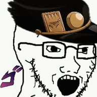 animated anime clothes glasses hat japanese_text jojos_bizarre_adventure kujo_jotaro open_mouth soyjak stubble variant:soyak // 465x498 // 301.0KB