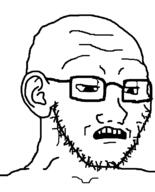 disappointed glasses looking_down open_mouth soyjak stubble tired variant:soyak // 644x800 // 28.0KB