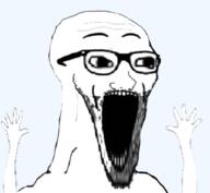 glasses hand hands_up soyjak stretched_mouth stubble subvariant:wewjak template variant:soyak // 640x591 // 147.5KB