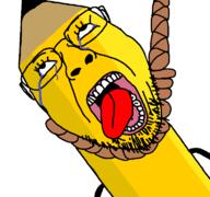 ack battle_for_dream_island crying dead glasses hanging objectsoy open_mouth pencil pencil_(bfdi) rope soyjak stubble suicide tongue variant:bernd yellow_skin // 768x719 // 27.8KB