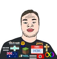 australia award blue_eyes brown_hair clothes cross doom flag flag:australia flag:h3konfederacy flag:nazi_germany flag:straight_pride h3k_(user) hello_my_name_is_(sticker) meta:namefags minecraft never_goon rlcraft soyjak_forum text variant:skajyosjak white_skin // 1642x1700 // 350.5KB