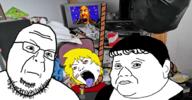 4soyjaks badge bloodshot_eyes closed_mouth ear father glasses hair hanging mother nate open_mouth soyjak stubble subvariant:shoyta suicide the_lawnmower_man tongue variant:cobson variant:gapejak variant:shotjak variant:soylady yellow_hair // 2000x1042 // 1.4MB