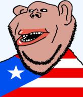 amerimutt black_sclera brown_skin clothes ear flag flag:puerto_rico hair lips mutt open_mouth puerto_rico soyjak star_(symbol) stubble subvariant:impish_amerimutt territory transparent_background united_states variant:impish_soyak_ears // 685x800 // 31.0KB