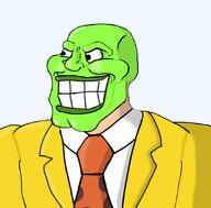 cartoon green_face green_skin happy red_tie smile smug subvariant:mexiaryan teeth the_mask tuxedo variant:meximutt yellow_shirt // 886x872 // 221.0KB