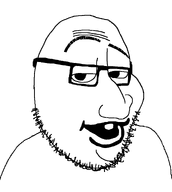 glasses nose one_tooth open_mouth soyjak stubble teeth transparent_background variant:smugjak variant:vlodson // 845x943 // 20.0KB