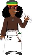 420 black_skin bloodshot_eyes cigar dogtag female glasses hair hand nails nigger_weed peace_symbol rasta shoe soylent_(creamy_chocolate) subvariant:soyniqua variant:soytan wave weed // 1249x2177 // 472.7KB