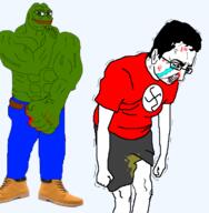 amphibian angry arm beaten blood boot bruise clothes crying frog glasses green_skin hair hand jeans muscles nas:pepe nazism ouch pepe_the_frog piss redraw shaking swastika tshirt variant:chudjak vein // 697x712 // 97.6KB