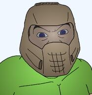 DOOM_(game) Doomguy armor blue_eyes brown_hair buff clothes doom doom_guy green_shirt helmet mask subvariant:feralaryan variant:feraljak visor white_skin // 1025x1050 // 197.8KB