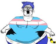 acne arm blue_hair cat_ear catboy catgirl clothes ear fat flag furry glasses hair hand mustache open_mouth soyjak stubble tail tranny variant:a24_slowburn_soyjak // 2101x1678 // 323.6KB