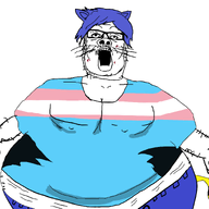 acne arm blue_hair cat_ear catboy catgirl clothes ear fat flag furry glasses hair hand mustache open_mouth soyjak stubble tail tranny variant:a24_slowburn_soyjak // 2101x1678 // 323.6KB