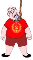 ack bloodshot_eyes commie_pedo_troon communism crying dead flag glasses hair hammer_and_sickle hanging open_mouth rope stubble suicide tongue tranny variant:bernd yellow_teeth // 1152x2048 // 450.6KB