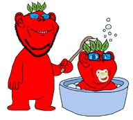 2soyjaks baby babyjak basin bath beard beetroot big_eyes blue_glasses breet broot brush bubble cute distorted forehead_lines full_body glasses grin holding_object leaf pacifier red_skin smile spongebob_squarepants stubble subvariant:jolly_soyak_ears subvariant:wholesome_soyjak teeth variant:gapejak variant:impish_soyak_ears washing white_background wholesome // 1945x1751 // 91.1KB