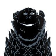 arm artist:crimsonvoidhydra1488 black_skin broken_teeth ear grey_eyes grey_stubble looking_at_you smile soyjak spike stubble variant:impish_soyak_ears x // 768x768 // 240.7KB