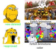 janny not_meant_for_you_to_approve_janny_just_pointing_out_how_this_doesnt_make_sense_to_me(i_made_both_of_these_btw)can_you_make_the_rules_more_clear soyjak trend:colorjak variant:soyak // 865x757 // 663.2KB