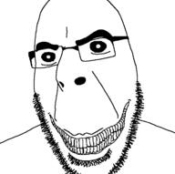 clenched_teeth crazed evil glasses grin merge smile soyjak stubble variant:cobson variant:wojak // 722x720 // 34.5KB