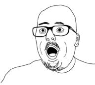 ear glasses mustache open_mouth soyjak stubble variant:unknown // 756x680 // 13.2KB