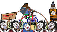 big_ben black bloodshot_eyes clock clothes crying frog glasses grey_hair groyper hat india indian military multiple_soyjaks mustache open_mouth queen rope soyjak stubble text tongue tranny united_kingdom variant:bernd // 1920x1080 // 422.9KB