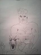 arm bloodshot_eyes crying gay gigachad glasses hand hands_up internet_is_leaking irl meta:pornographic_content nsfw oekaki paper rape redraw sex soyjak stretched_mouth stubble tattoo traditional_media variant:soyak // 1200x1600 // 514.4KB