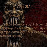 animated glasses hair his_(4chan) postal red_background redraw schizo sharp_teeth soyjak subvariant:schizojak text variant:markiplier_soyjak video_game // 592x352 // 9.2MB