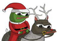 amphibian animal antler belt closed_mouth clothes ear frog green_skin hat lips nas nas:pepe pepe pepe_the_frog reindeer riding rope santa santa_claus santa_hat subnas:apu tail transparent_background // 1509x1080 // 691.0KB