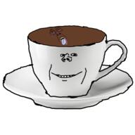 bloodshot_eyes coffee crying cup eyebrows eyelashes glass incomprehensible objectsoy open_mouth purple_tongue red_eyes smile tongue variant:bernd variant:impish_soyak_ears yellow_teeth // 600x600 // 95.4KB