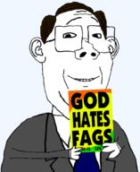 arm baptist book brown_hair christianity closed_mouth clothes ear glasses god_hates_fags hair hand holding_book holding_object necktie protestant smile suit text transparent_background variant:protestantjak westboro_baptist_church // 1471x1803 // 471.1KB